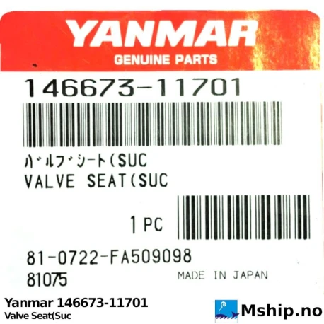 Yanmar 146673-11701 Valve Seat(Suc — Manufacturer: Yanmar, Model: Valve Seat(Suc, Manufacturers part number: 146673-11701, Alternative part number: 14667311701