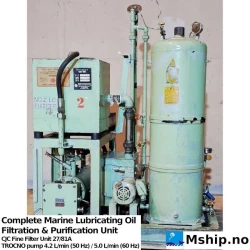 CJC  27/81A Lubricating Oil Filtration Unit — Manufacturer: CJC / C.C. Jensen, Model: 27/81A, Manufacturers part number: 7SM-115, Alternative part number: 2781A, m³ /h, cubic meter per hour capacity: 0.3