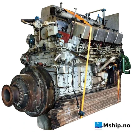 Nohab Polar  F 28V-D825 — Manufacturer: Nohab Polar, Model: F 28V-D825, Serial number: 2785, Year: 1976, HP: 1760, kW: 1313, RPM: 825, Cylinder bore: 250 mm, Piston Stroke: 300 mm, Number of cylinders: 8, Displacement: 117,81 Liter, Cylinder configuration: V-engine, Rotation direction: Counter Clockwise seen from flywheel end. CCW, Class: DNV, Other: Lube oil pump is sold and not included