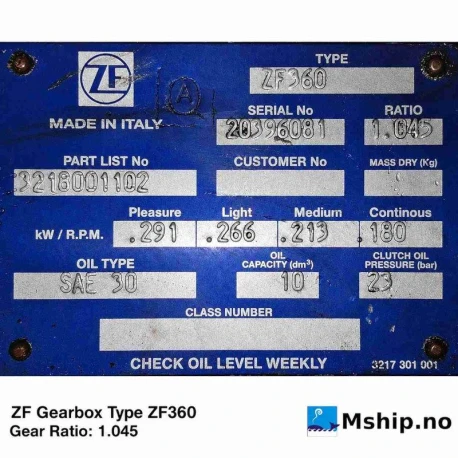 ZF Gearbox Type ZF360