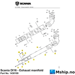 Scania DI16 - Exhaust manifold Part No. 1430109    https://mship.no