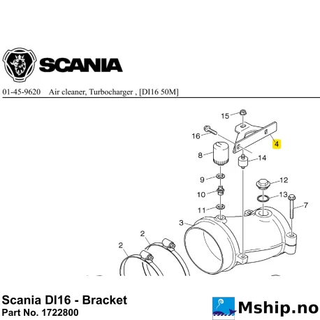 Scania DI16 - Bracket Part No. 1722800    https://mship.no