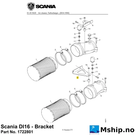 Scania DI16 - Bracket Part No. 1722801    https://mship.no