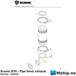 Scania DI16 - Pipe bend, exhaust Part No. 1335747    https://mship.no