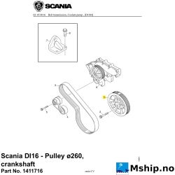 Scania DI16 - Pulley ø260, crankshaft Part No. 1411716    https://mship.no