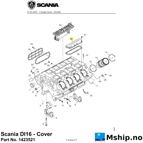 Scania DI16 - Cover Part No. 1423521    https://mship.no