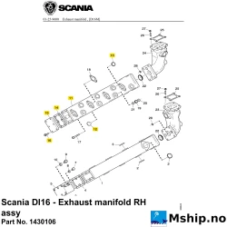 Scania DI16 - Exhaust manifold RH assy Part No. 1430106    https://mship.no