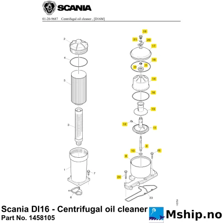 Scania DI16 - Centrifugal oil cleaner Part No. 1458105    https://mship.no