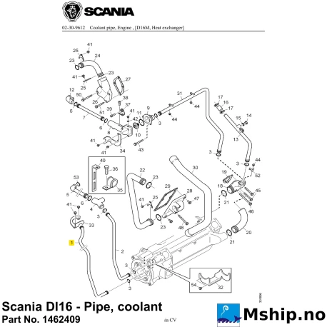 Scania DI16 - Pipe, coolant Part No. 1462409    https://mship.no