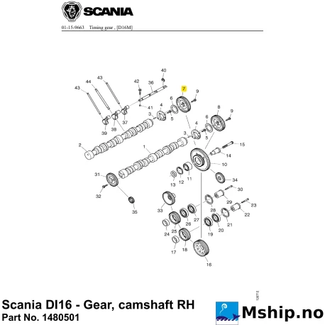Scania DI16 - Gear, camshaft RH Part No. 1480501    https://mship.no