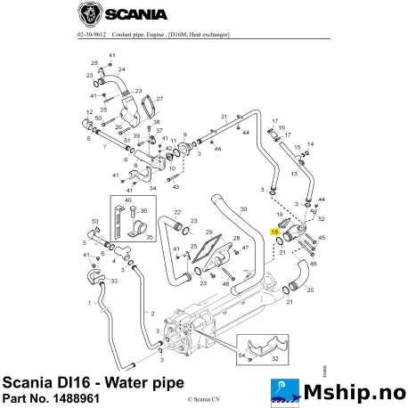 Scania DI16 - Water pipe Part No. 1488961    https://mship.no