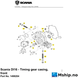 Scania DI16 - Timing gear casing, front Part No. 1498204    https://mship.no