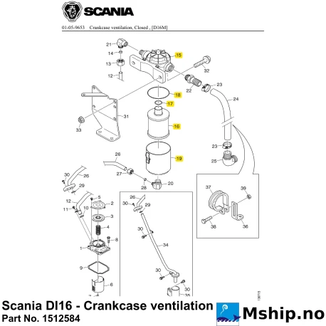Scania DI16 - Crankcase ventilation Part No. 1512584    https://mship.no
