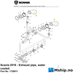 Scania DI16 - Exhaust pipe, water cooled Part No. 1726911    https://mship.no