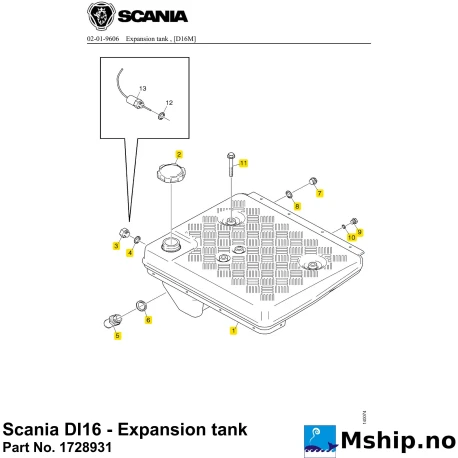 Scania DI16 - Expansion tank Part No. 1728931    https://mship.no