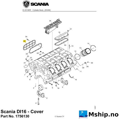 Scania DI16 - Cover Part No. 1756130    https://mship.no