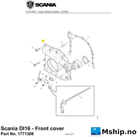Scania DI16 - Front cover Part No. 1771308    https://mship.no