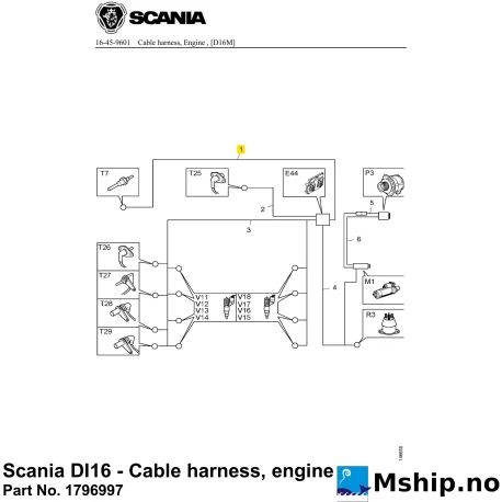 Scania DI16 - Cable harness, engine Part No. 1796997    https://mship.no