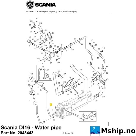 Scania DI16 - Water pipe Part No. 2048443    https://mship.no